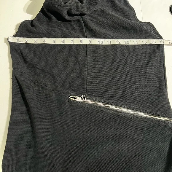 PREACH Italy Draped Cowl Neck Zip Dress Black Size L Avant Garde Made in Italy - Picture 9 of 16